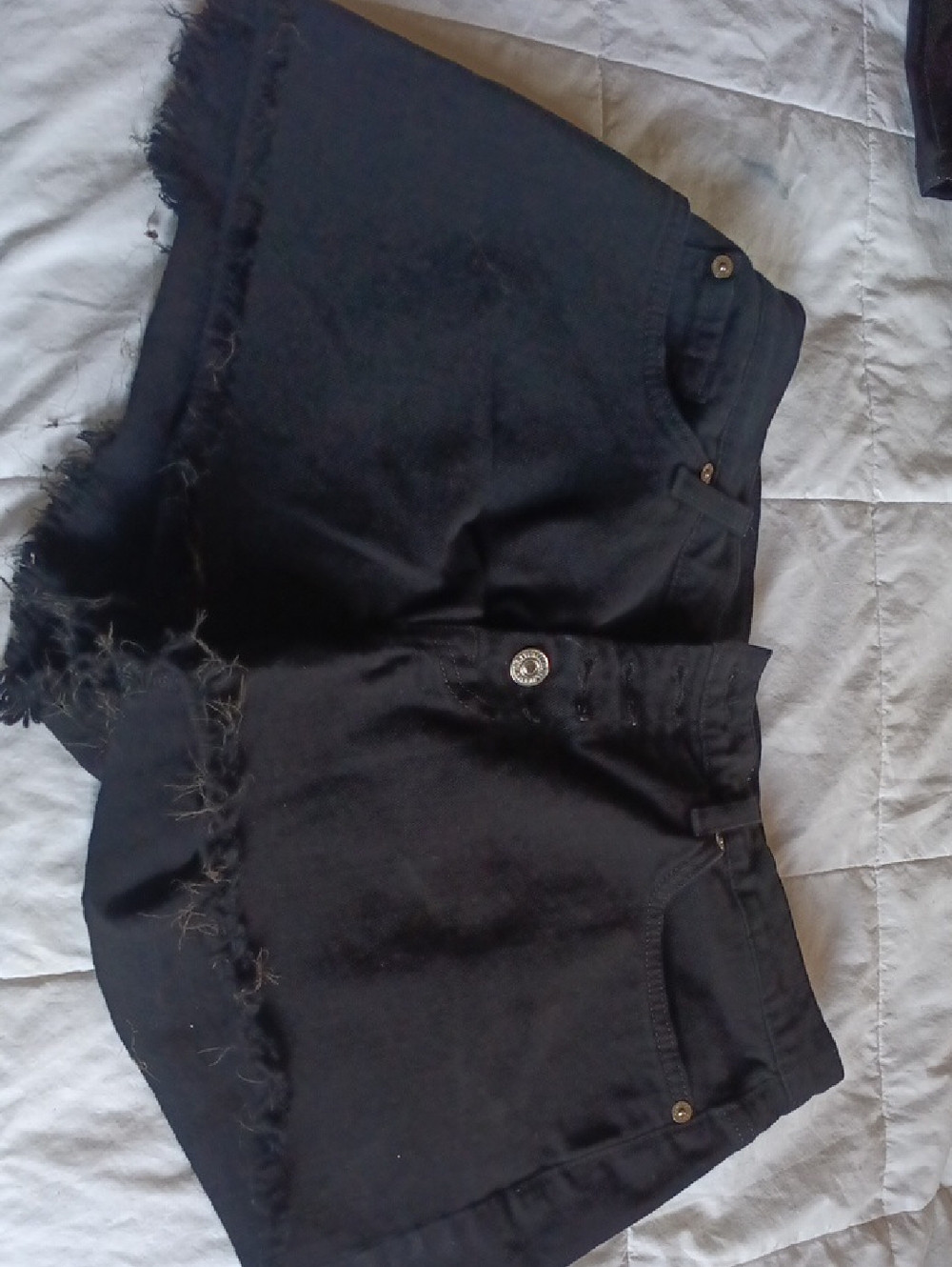 Vintage 7 For All Mankind Black Denim Shorts with Silver Logo Detail